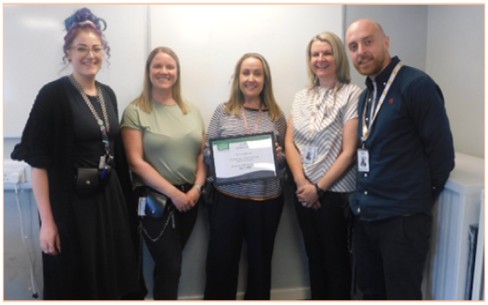 L-R: Social Workers&rsquo; Harriett Owens, Ann Hopkins, Elly Giles (Team Manager) Becky McCavera and Joe Williams